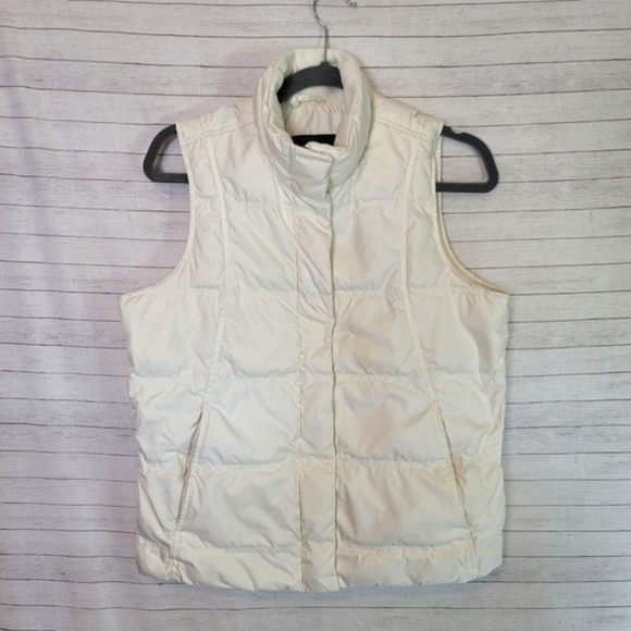 EDDIE BAUER IVORY QUILTED GOOSE DOWN VEST, sz SMALL - Picture 2 of 15